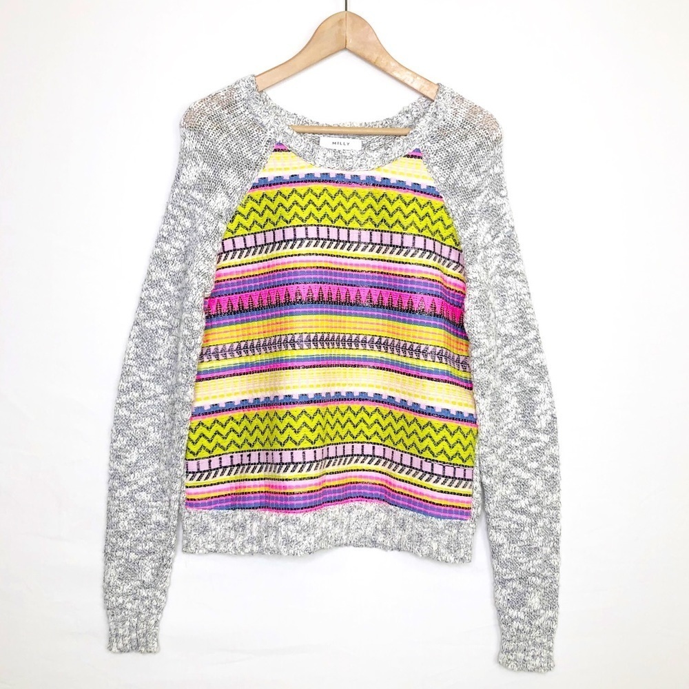 Milly couture marble embroidered Raffia sweatshirt and Sweater